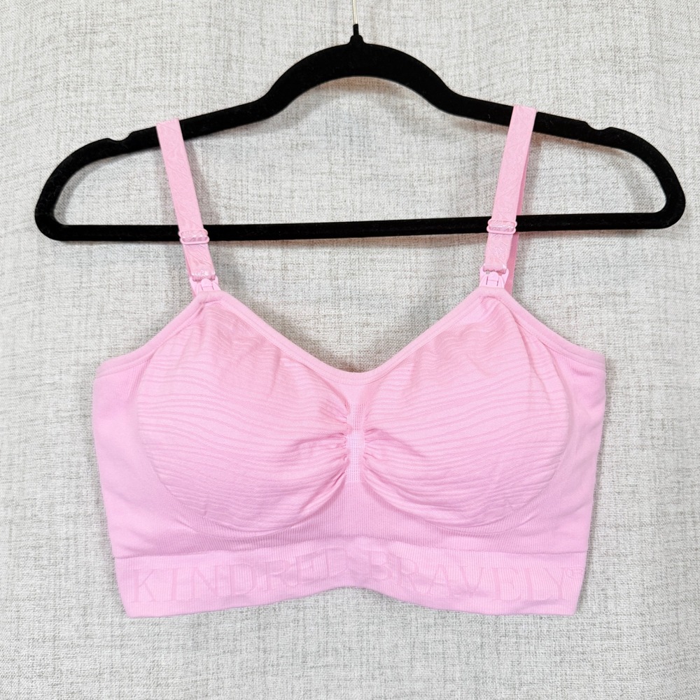 Kindred Bravely Sublime Pumping Nursing Bra Sz M Pink Seamless Hands-Free Bra